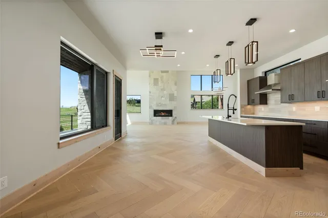 a view of a room with an ocean view