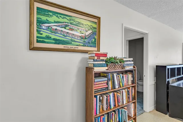 a room with furniture and a book shelf