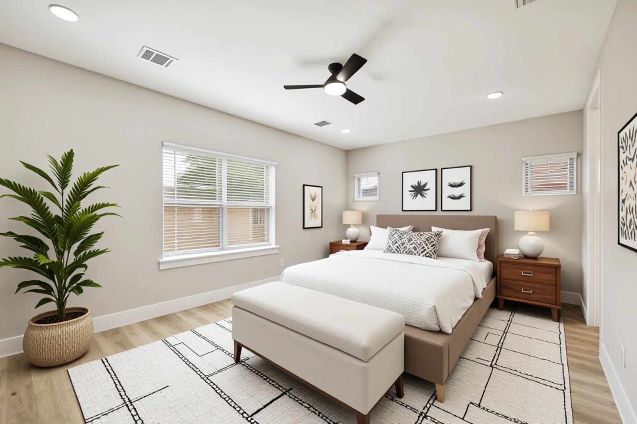 2602 Liguria Ln Spring Spring, TX 77388 - Photo 8 of 23 Elegant primary bedroom with modern decor, abundant natural light, and a serene atmosphere.