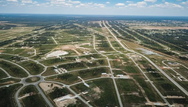 a view of a forest with trees in the background