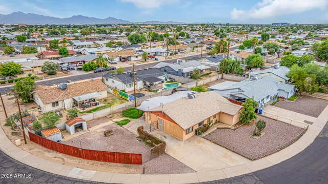 an aerial view of a house