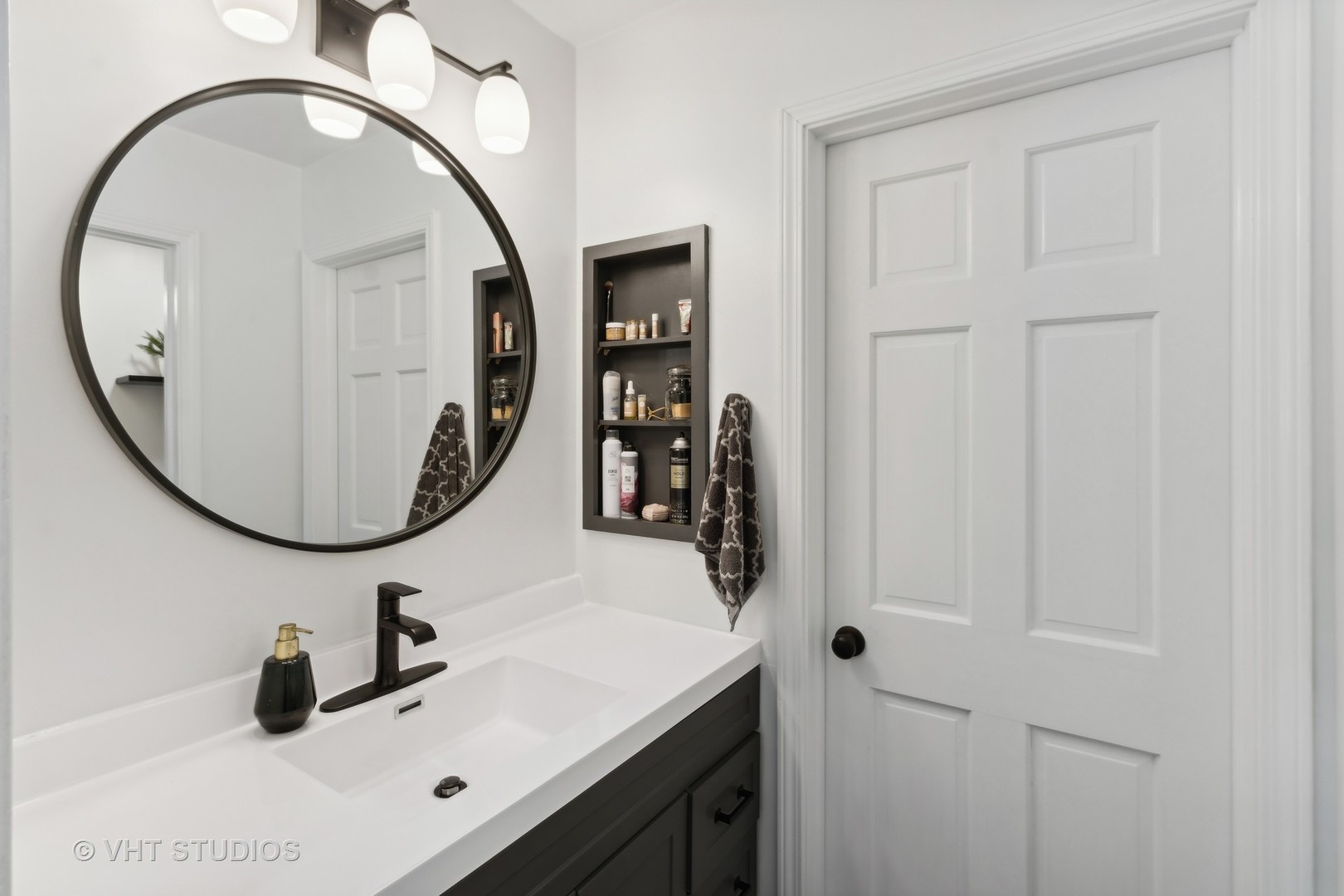236 Foxmoor Road Fox River Grove, IL 60021 - Photo 14 of 28 a bathroom with a sink and a mirror