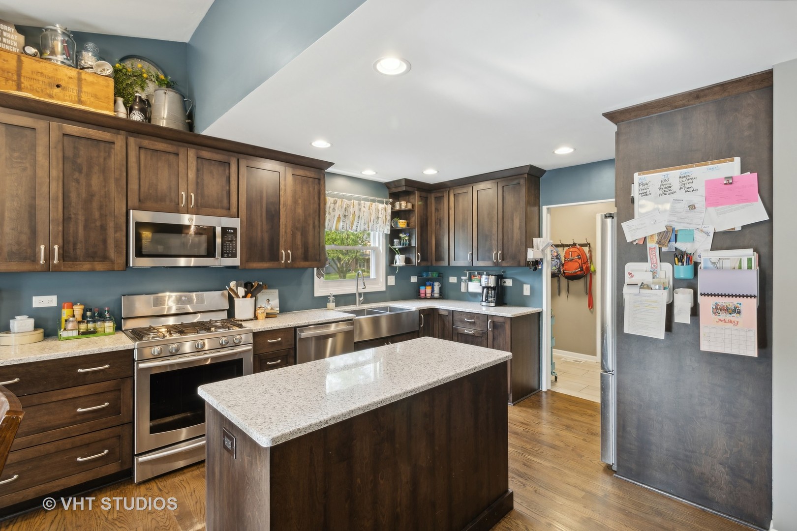 236 Foxmoor Road Fox River Grove, IL 60021 - Photo 6 of 28 a kitchen with stainless steel appliances granite countertop a refrigerator stove microwave and sink