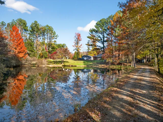a view of a lake with houses