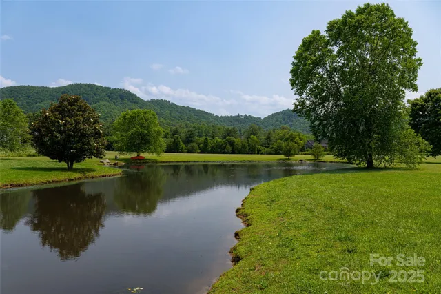 a view of a lake with a city