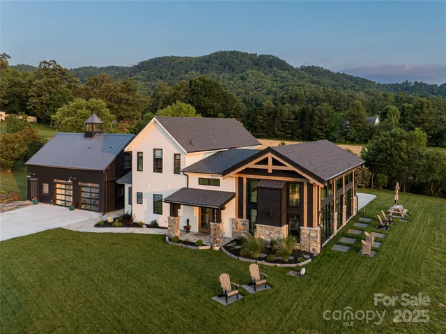 a aerial view of a house with garden