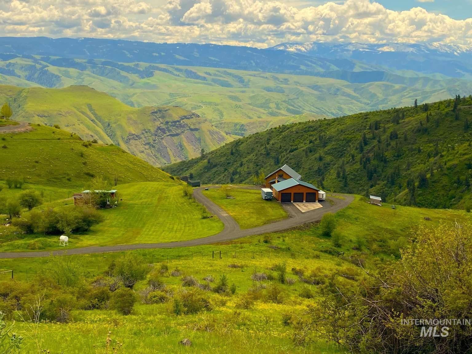 Overview of rural landscape with a mountainous background