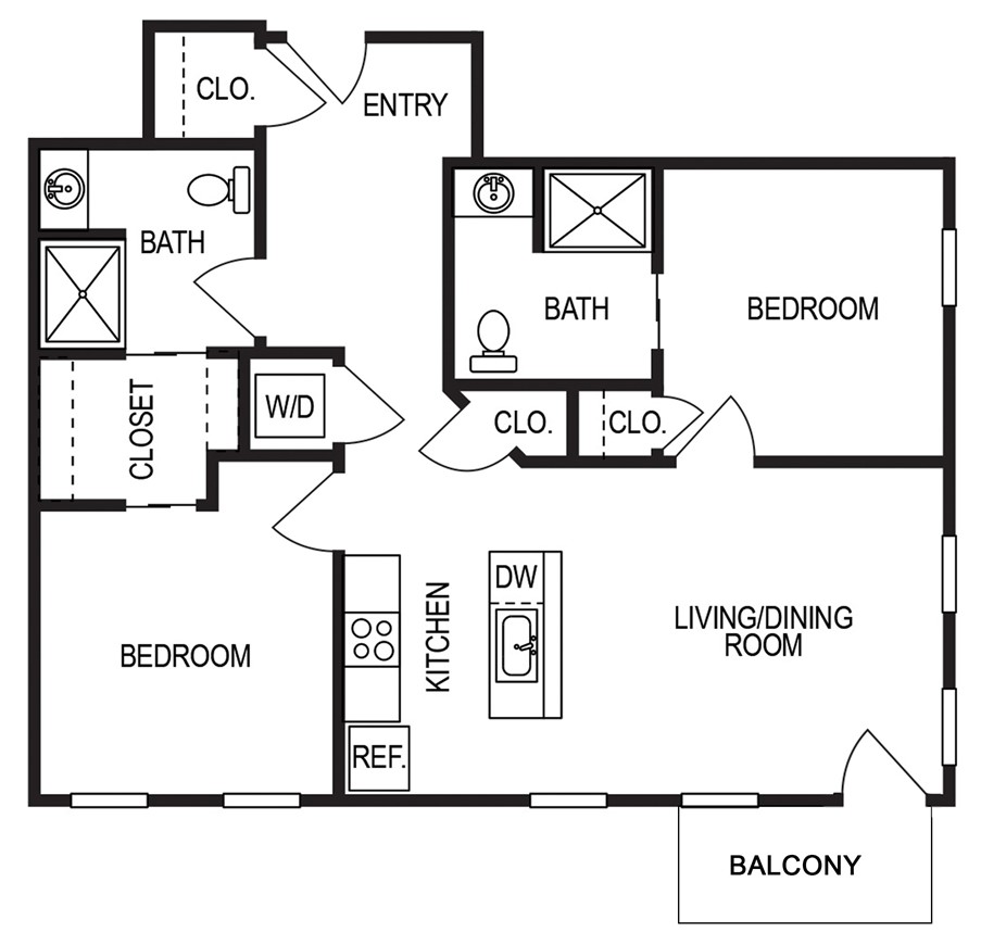 625 South Goodman Street, Unit 301 Rochester, NY 14620 - Photo 9 of 9 2-D floor plan showing apartment layout. Balcony f