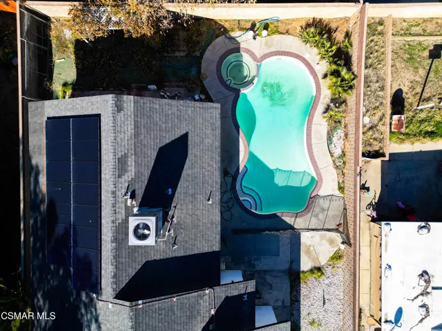 an aerial view of a fireplace with a play ground