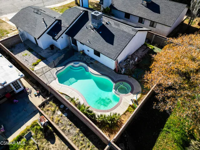 an aerial view of a house
