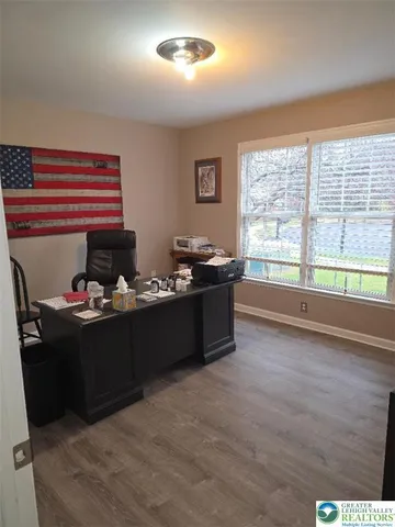 a living room with a large window