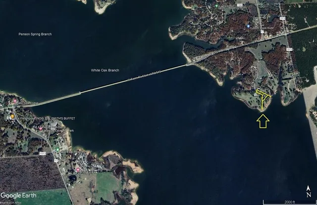 an aerial view of a house with outdoor space