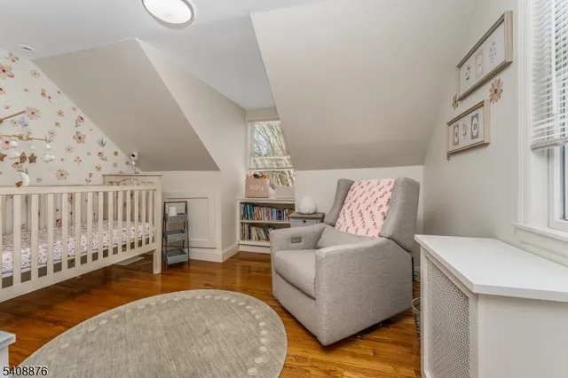 a view of a park with large trees