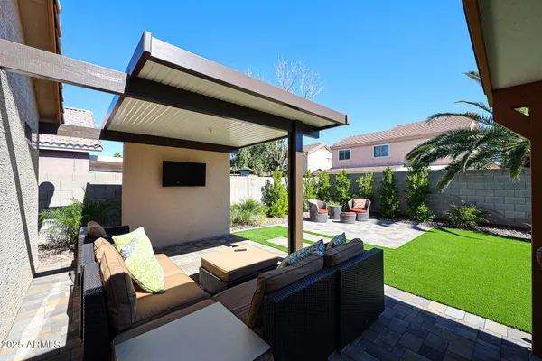 a view of an outdoor sitting space