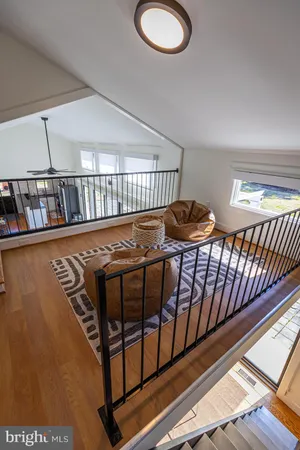 a view of a porch with furniture