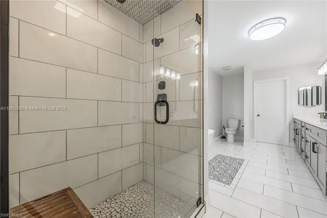 a bathroom with a shower