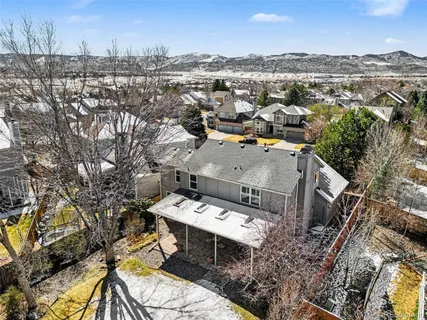 a view of a city with a mountain