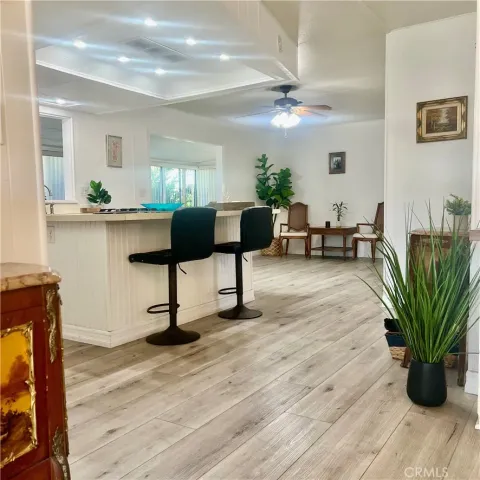 a view of a livingroom with furniture and a potted plant