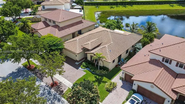 an aerial view of a house