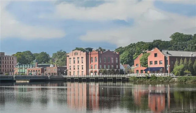 a view of building and lake