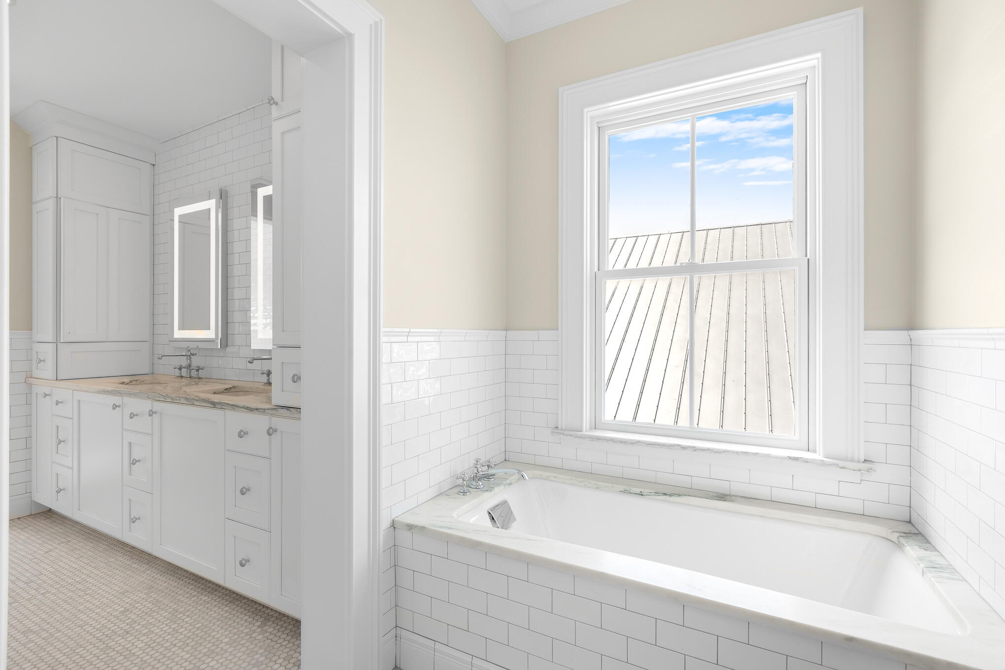 616 Eaton Street Key West, FL 33040 - Photo 19 of 62 a bathroom with a granite countertop tub sink and mirror