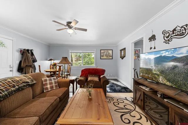 a view of a room with furniture window and outside view