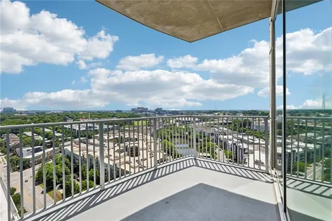 a balcony with city view