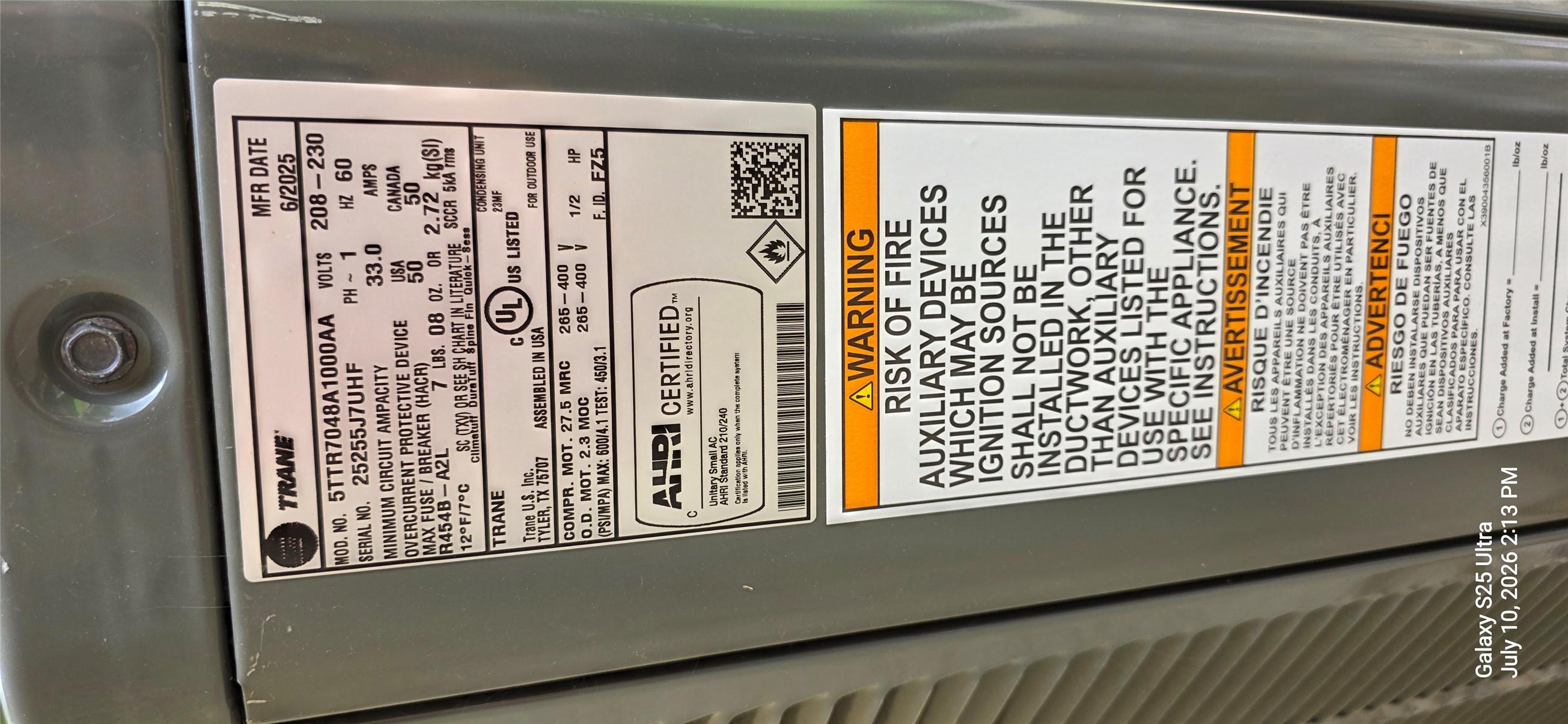 206 Mustang Is Trail Georgetown, TX 78633 - Photo 40 of 40 Tag on the a/c, installed in 2025