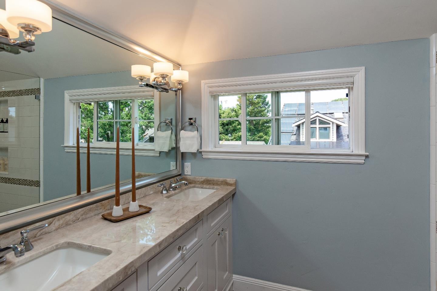 88 Forrest Avenue Los Gatos, CA 95032 - Photo 15 of 26 a view of a bathroom with a granite countertop sink and a window