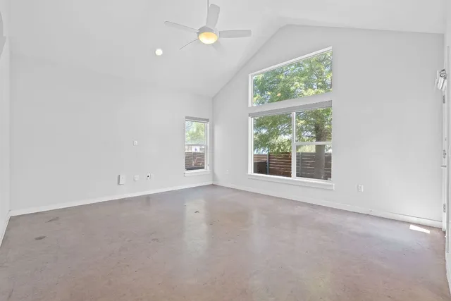 an empty room with windows