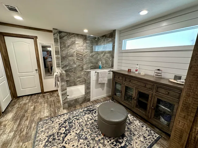 a living room with furniture