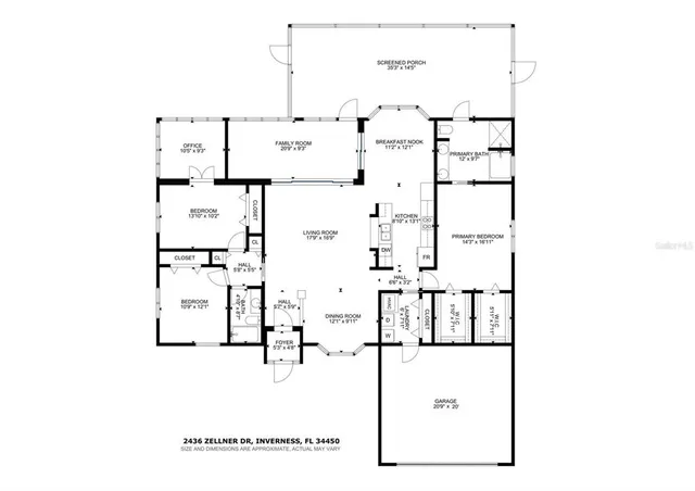 $349,000 | 2436 South Zellner Drive, Inverness, FL 34450