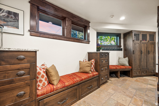10280 Dimple Dell Road Sandy, UT 84092 - Photo 56 of 58 Mudroom featuring stone tile flooring and recessed lighting