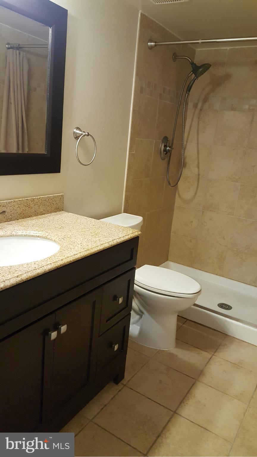 6101 Edsall Road, Unit 1506 Alexandria, VA 22304 - Photo 16 of 26 a bathroom with a granite countertop sink toilet and shower