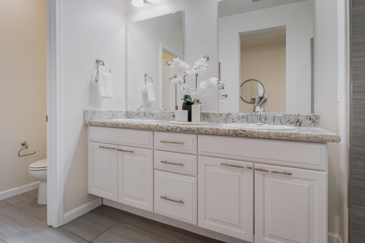 862 White Moonstone Loop San Jose, CA 95123 - Photo 33 of 54 a bathroom with a granite countertop sink and a mirror