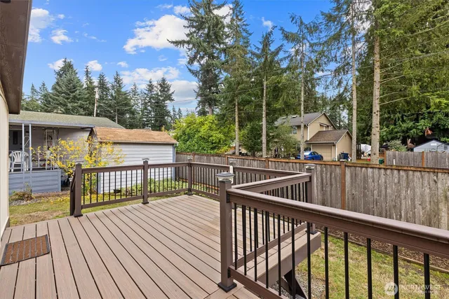 a view of a wooden deck