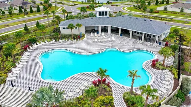 an aerial view of a house