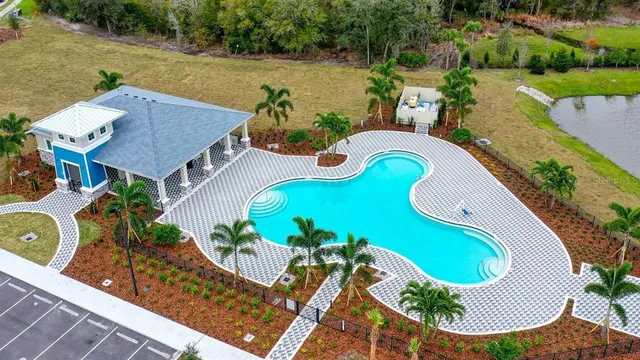 an aerial view of a house having outdoor space