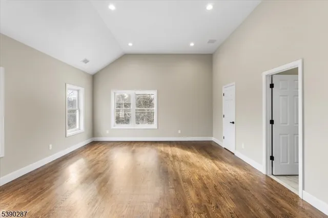 a view of a room with racks on the wall