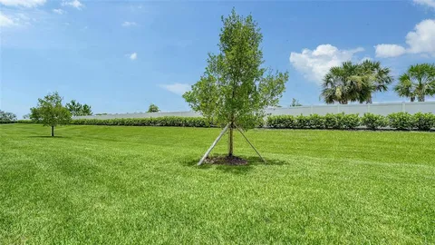 a view of a park with a slide