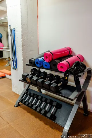 a view of a room with gym equipment