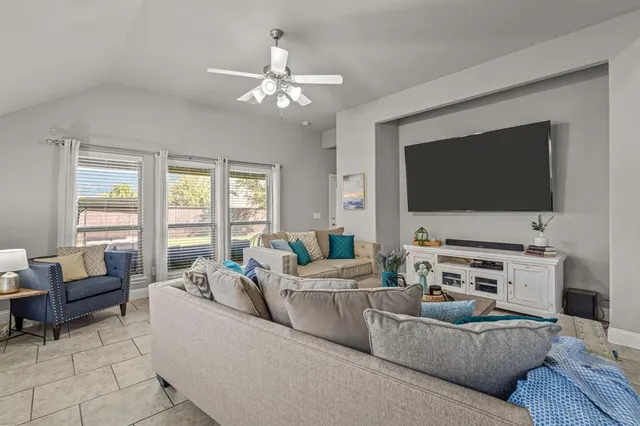 a living room with furniture and a flat screen tv