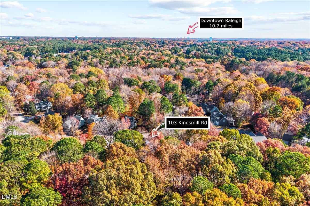 103 Kingsmill Road Cary, NC 27511 - Photo 22 of 30 an aerial view of residential houses with outdoor space and trees