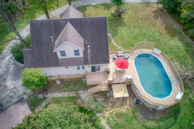 an aerial view of a house