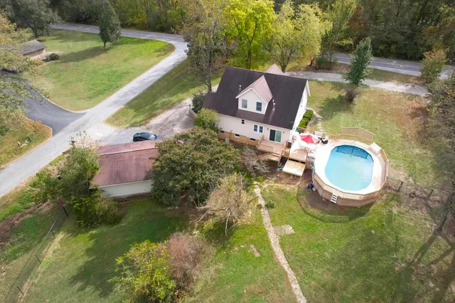 an aerial view of a house