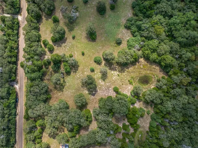 an aerial view of residential houses with trees