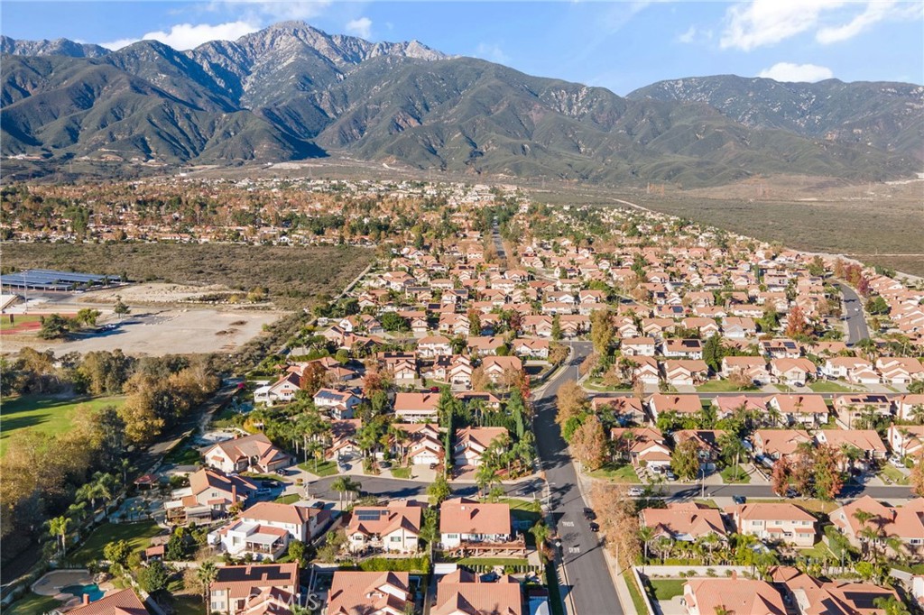 11030 Vicksburg Court Rancho Cucamonga, CA 91737 - Photo 51 of 53 a view of a dry yard with mountains in the background