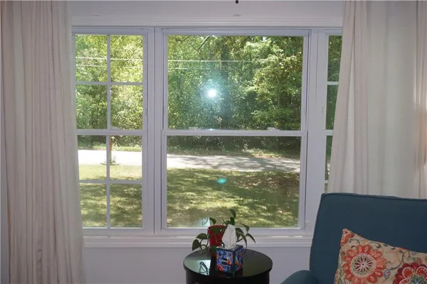 a room with a large window