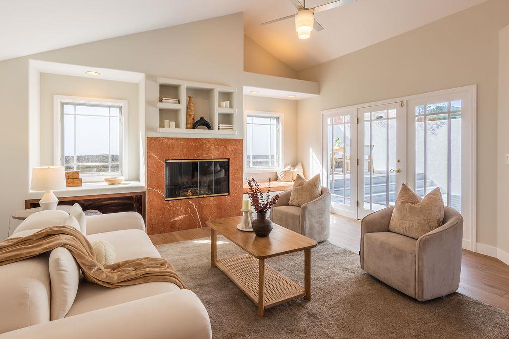 3455 Dover Road Redwood City, CA 94061 - Photo 10 of 39 a living room with furniture and a fireplace