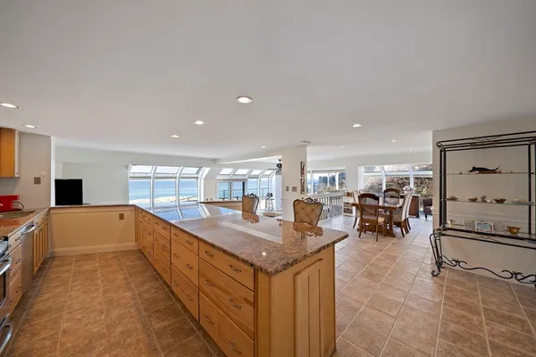 a view of a living room and dining room
